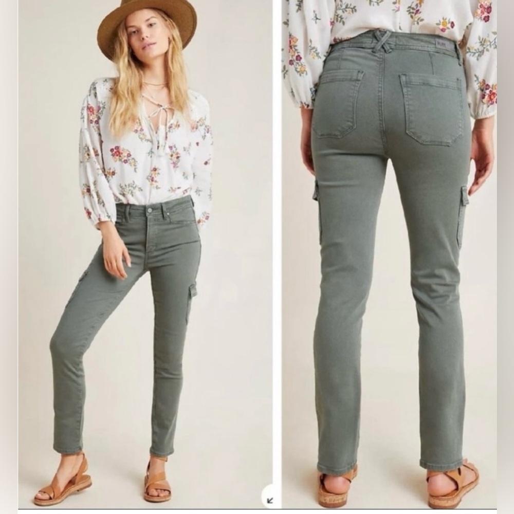 PAIGE Women's Straight Leg Jeans in Olive Green. Perfect fall jeans!